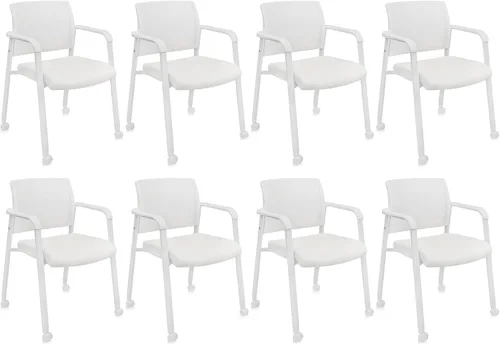 Miniatura 10 de CLATINA Sillas de oficina apilables para recepción de invitados con brazo, silla de sala de espera con respaldo de malla con asiento de tela Negro