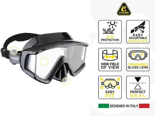 Miniatura 3 de Cressi Máscara de buceo para adultos, vista panorámica, de silicona pura y cómoda, máscara de buceo libre hecha de vidrio templado transparente