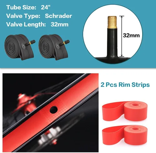 Miniatura 4 de Paquete de 2 neumáticos y tubos de bicicleta Beach Cruiser de 24 pulgadas/26 x 2.125 pulgadas o sin tubos de 24 pulgadas/26 x 1.75 pulgadas/2.125