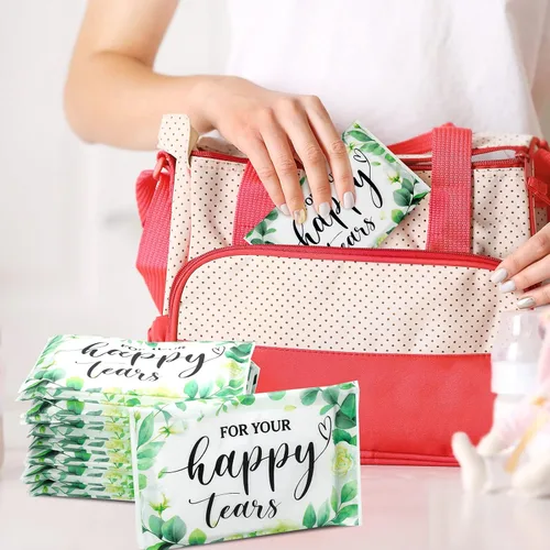 Miniatura 5 de Lincia Paquete de 100 pañuelos de papel de lágrimas felices para boda, 3 capas, pañuelos de boda para invitados, tamaño de viaje, papel facial a