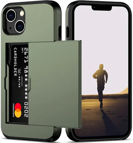 Miniatura 30 de Nvollnoe Funda para iPhone 13 con Portarjetas [Almacena 5 Tarjetas] Funda Cartera de Doble Capa Resistente de Servicio Pesado a Prueba de Golpes