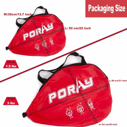 Miniatura 5 de Poray Soccer Goal for Kid Easy-up Set of Two Portable Soccer Net 210D Oxford with 8 Field Marker Cones Extra Stakes Fun for Backyard and Soccer Rojo