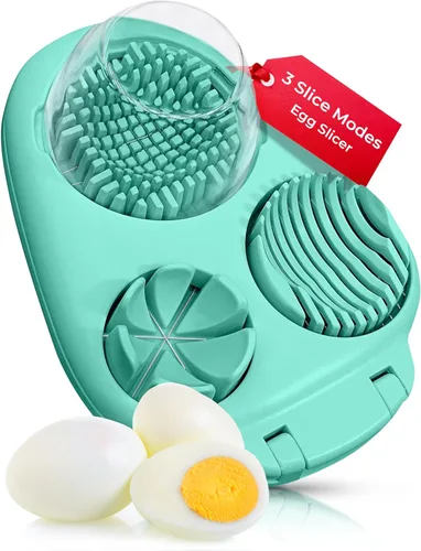 CraftyCrocodile Cortador de Huevos para Huevos Duros - 3 Modos de Corte, Cortador de Huevos, Picador de Acero Inoxidable Resistente - Herramienta de