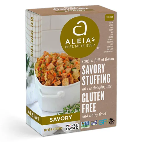 Mezcla de Relleno Sabroso Sin Gluten de Aleia's – 10 oz (1 Paquete) – Relleno Clásico Navideño para Pavo, Pollo y Más – Sin Trigo, Sin Soja, Sin
