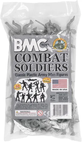 Miniatura 6 de BMC Classic Soldados de plástico del ejército – 40 piezas de soldados grises de la Segunda Guerra Mundial – Fabricado en EE. UU
