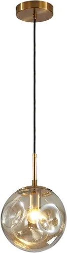 Miniatura 12 de BOKT Lámpara Colgante de Globo de Vidrio Ámbar de 3 Luces, Accesorio de Luz Colgante de Racimo Moderna de Mediados de Siglo, Luz Colgante Múltiple