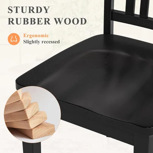 Miniatura 3 de Juego de 2 sillas de comedor, sillas de madera de granja con respaldo alto de husillo, sillas de madera de 17.3 pulgadas para cocina y comedor