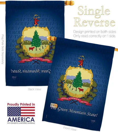 Miniatura 3 de Breeze Decor States Vermont House Banderas Pack Regionales de Estados Unidos y Territorios Americanos República País Particular Área Apoyo a