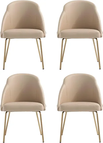 Miniatura 21 de Manhattan Comfort Gracie - Juego de 1 sillas de comedor modernas de piel sintética, asiento tapizado de piel sintética, patas de acero, espuma
