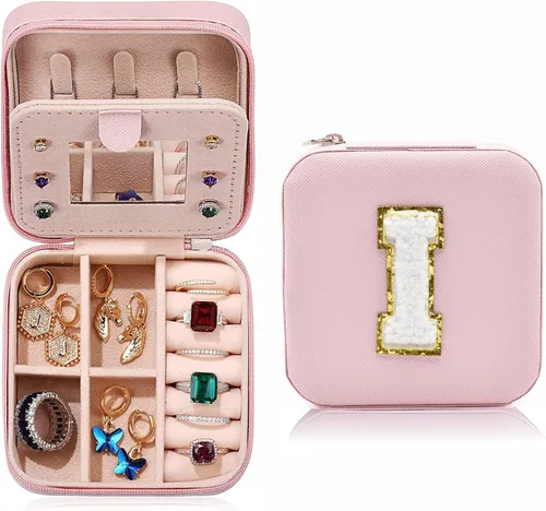 MODENGKONGJIAN Joyero de viaje para mujer, a la moda, para anillos, collares, aretes, joyería, caja organizadora, pequeña, portátil, personalizada,