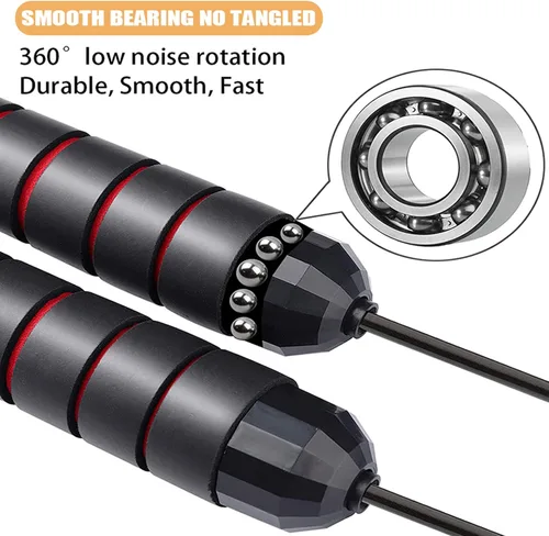 Miniatura 3 de Redify Cuerda de saltar, cuerdas de saltar para fitness, para mujeres, hombres y niños, cuerda de salto de velocidad para entrenamiento con Rojo