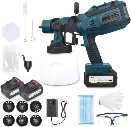 Miniatura 10 de Pulverizador de Pintura Inalámbrico con Baterías Makita 2 * 4AH, 6 Boquillas y 3 Patrones de Pulverización y 10 Bolsas de Pintura y 1 Luz Nocturna