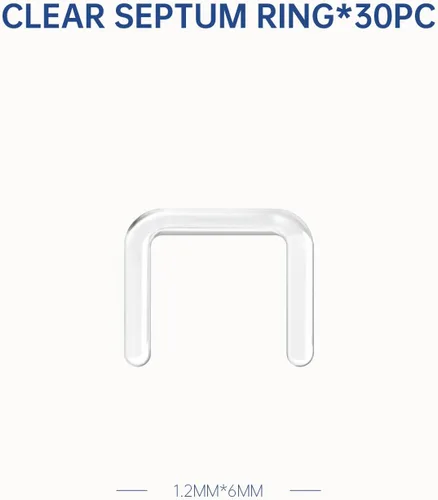 Miniatura 2 de 30 anillos transparentes para tabique, evitan el cierre del agujero de perforación de la nariz, retenedor de fosa nasal de 0.63 onzas, son ideales