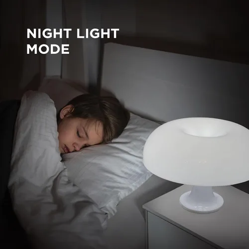 Miniatura 6 de Lámpara de mesa con forma de hongo blanco, lámpara de mesa retro regulable, 3 temperaturas de luz, control remoto, lámpara LED de los años 70