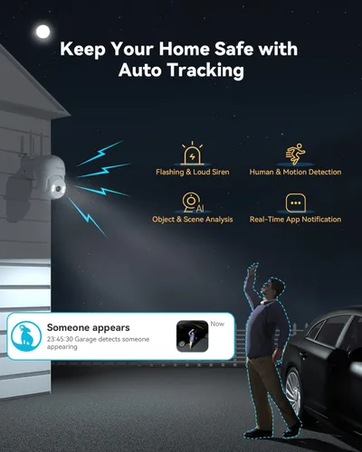 Miniatura 4 de Cámaras de seguridad blurams 2K para exteriores con cable, cámaras Wi-Fi de 5GHz/2.4GHz para seguridad del hogar en el exterior con PTZ de 360°