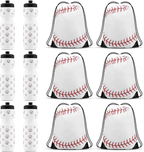 Miniatura 7 de Sunnyray 20 piezas de recuerdos de fiesta de béisbol de 13 x 17 pulgadas bolsa de béisbol con cordón y vaso deportivo de 24 onzas para gimnasio