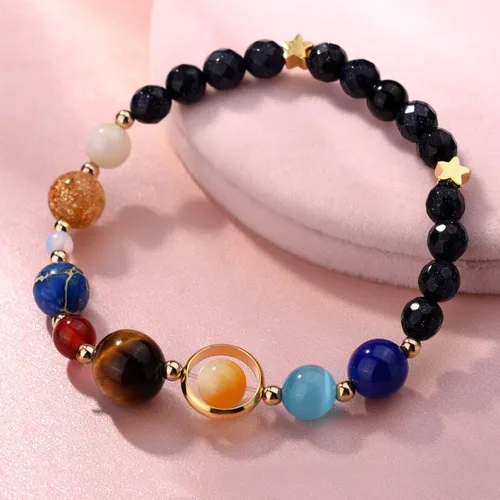 Miniatura 13 de Pulsera de cuentas de piedra para mujer, diseño de galaxia del universo de 8 planetas o 9 planetas en el sistema solar, pulseras de estrella