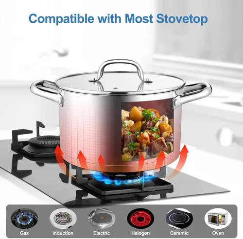 Miniatura 5 de Homikit Olla de acero inoxidable de 4 cuartos de galón, olla de inducción con tapa para sopa, salsa de pasta, cocinar a fuego lento, parte inferior