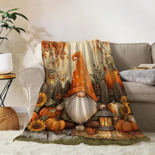 Miniatura 11 de YeeJu Manta decorativa de otoño, tamaño Queen, para Acción de Gracias, cosecha de otoño, lindas calabazas, para cama, sofá, grande, suave, Otoño-01
