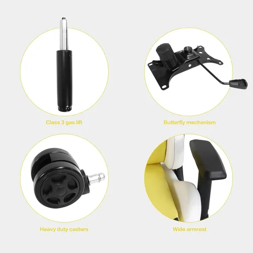 Miniatura 7 de Modern-Depo Sillas ergonómicas para juegos para adultos con espuma viscoelástica de alta densidad Silla de oficina cómoda giratoria, silla