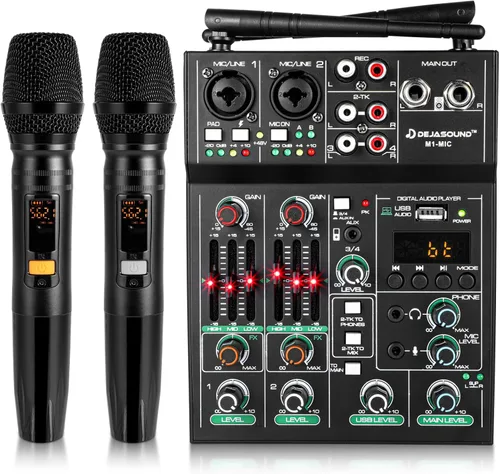 Juego de micrófono mezclador de audio profesional de 5 canales para transmisión en vivo, karaoke familiar, grabación de estudio, sistema de