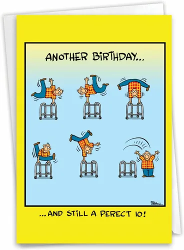 NobleWorks - 1 Tarjeta de Felicitación de Feliz Cumpleaños Divertida - Humor de Cómics de Dibujos Animados, Tarjeta de Celebración de Cumpleaños -