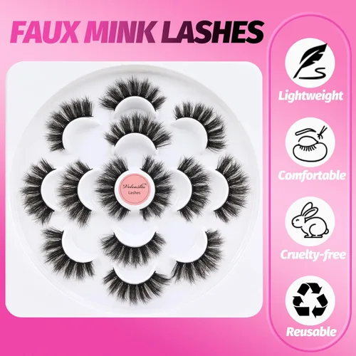Miniatura 50 de Veleasha Pestañas postizas de manga puntiagudas, 100% hechas a mano, aspecto natural, pestañas postizas ligeras con banda transparente suave