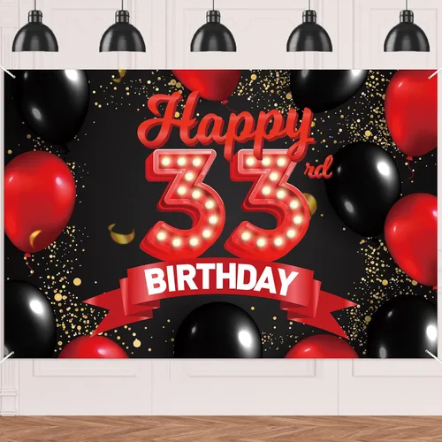 Miniatura 46 de Cartel de feliz cumpleaños 15 color rojo y negro, decoración temática de globos para niñas y mujeres, princesas de 15 años, fiesta de cumpleaños