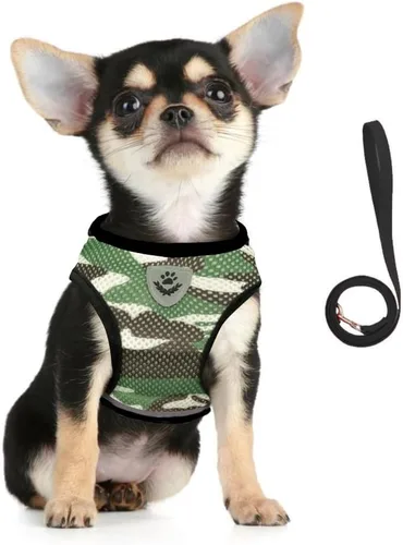 Miniatura 9 de FEimaX Juego de arnés y correa para perro, malla suave ajustable, de fácil control, chaleco ligero para gatos con tiras reflectantes, a prueba