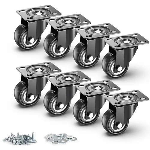 Miniatura 8 de HOLKIE Ruedas giratorias de 2 pulgadas – Resistente capacidad de 600 libras (paquete de 4) – Ruedas silenciosas de poliuretano sin freno – Ruedas
