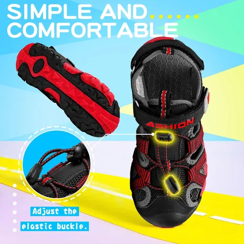 Miniatura 5 de Littleplum Sandalias para niños con puntera cerrada, sandalias deportivas para niños pequeños, zapatos de verano para niños grandes, caminar