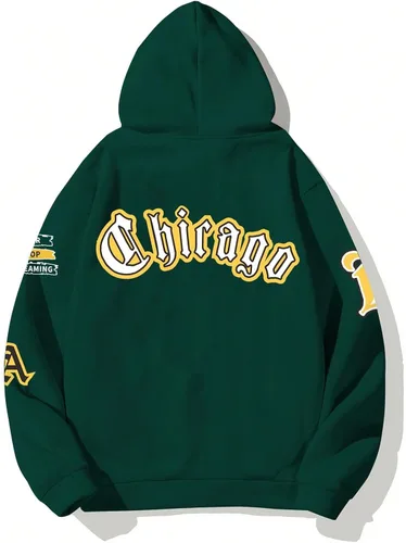 Miniatura 2 de SHENHE Sudadera con capucha con capucha y cordón ajustable para hombre con estampado gráfico y cremallera