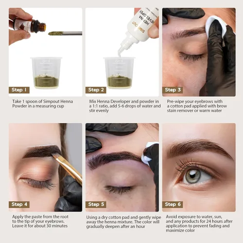 Miniatura 5 de Tinte de cabello de henna natural puro, a prueba de agua y manchas, uso profesional en el hogar y en el salón, fácil de aplicar (marrón oscuro)