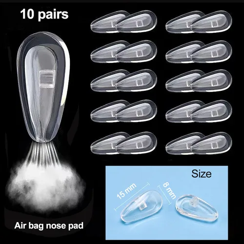 Miniatura 2 de 10 pares de almohadillas para la nariz para anteojos, kit de repuesto de almohadillas de nariz de silicona suave mejoradas, almohadillas de nariz