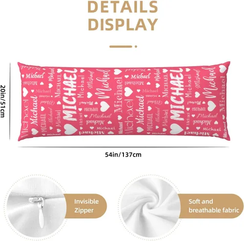 Miniatura 3 de Funda de almohada corporal personalizada con nombre (20 x 54 pulgadas), funda de almohada de cuerpo largo personalizada para niños, mamá, papá