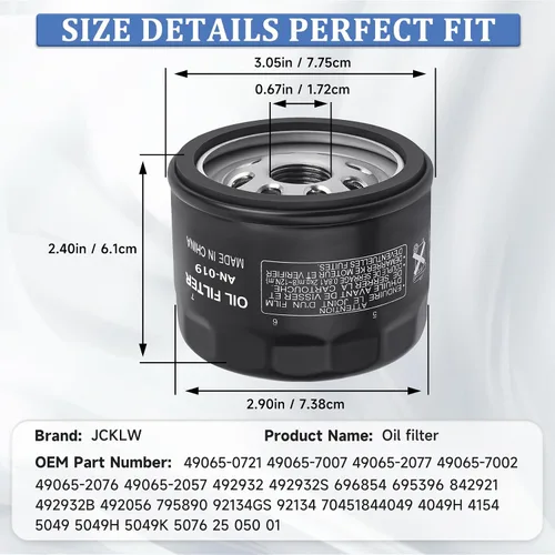 Miniatura 2 de 49065-0721 49065-7007 Filtro de aceite compatible con Kawasaki FR651V FR691V FR730V FR541V FR600V FX600V FS730 FB460 FX481V 4 ciclos cortacésped