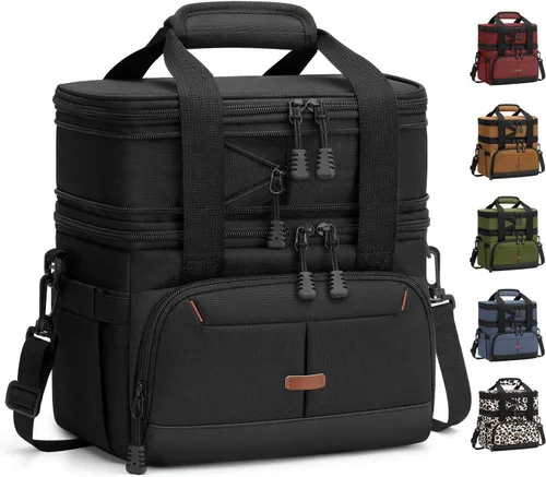 Miniatura 28 de Caja de almuerzo Pritent para hombres y mujeres, bolsa de almuerzo aislada de doble cubierta para hombres y mujeres, bolsa de almuerzo expandible a