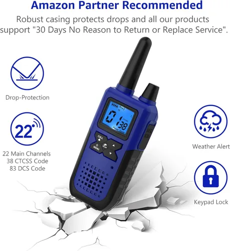 Miniatura 6 de Topsung Walkie Talkies recargables para adultos de largo alcance con auricular NOAA alerta meteorológica, radio multiusos de 2 vías, paquete de 6