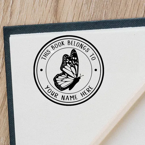 Miniatura 5 de Sello de nombre de libro de biblioteca personalizado, pertenece a un nombre personalizado para maestro de biblioteca o nombre personalizado de The
