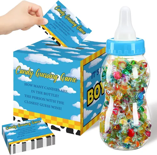Miniatura 25 de Glenmal Juego de 52 piezas de regalo para juegos de baby shower, biberón grande para juego de ducha, adivina cuántos dulces decoraciones