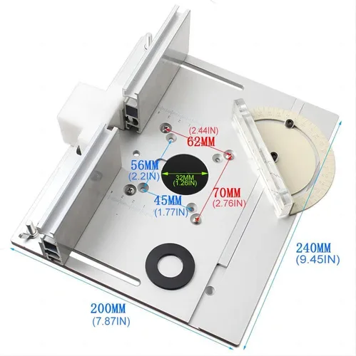 Miniatura 2 de Placa de inserción de mesa de enrutador de aluminio KETIPED, Bancos de carpintería con placa de enrutador abatible con guía de goniómetro y valla