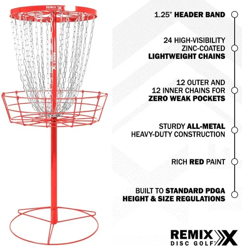 Miniatura 2 de Remix Deluxe Practice Basket for Disc Golf - Choose Your Color and Style Rojo