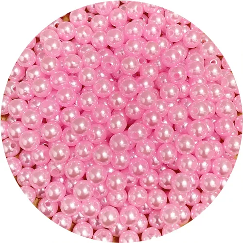 Miniatura 38 de 400 cuentas de perlas de satén de 0.315 pulgadas (0.315 in) redondas sueltas de plástico para hacer joyas, aretes, pulseras, collares, llaveros