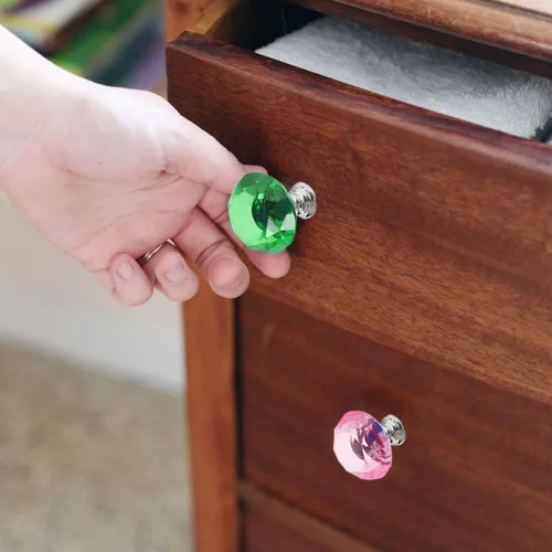 Miniatura 2 de Paquete de 11 tiradores de cajón de cristal coloridos, tiradores de alacena de vidrio de 30mm con forma de diamante para armario, cocina, baño
