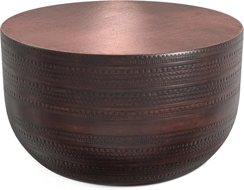 Miniatura 12 de SIMPLIHOME Johnsen Mesa de Metal - Mesa auxiliar redonda de hierro sólido de 15 pulgadas de ancho en latón antiguo, mesa lateral o de esquina boho