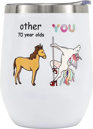 Miniatura 7 de Crisky Regalos de cumpleaños número 40 para mujeres amigas, regalos de cumpleaños 40 para mujeres, vaso de vino de unicornio divertido de 12 onzas