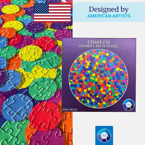 Miniatura 7 de Rompecabezas para adultos de 1000 piezas, rompecabezas duros para adultos y niños, rompecabezas redondos coloridos de arco iris únicos para adultos