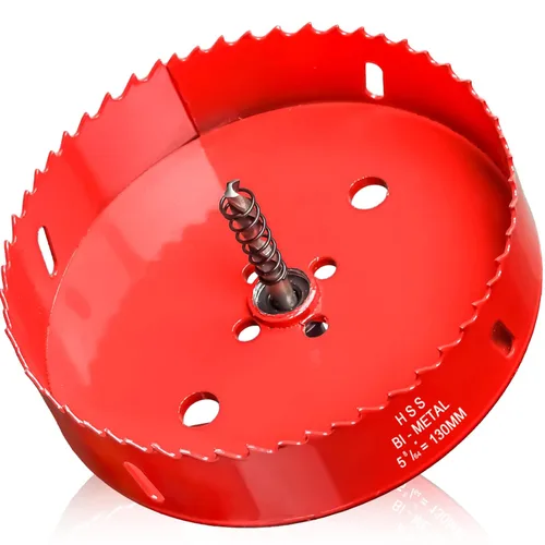 Miniatura 41 de Sierra de agujero de 4 1/8” (105mm) para madera y plástico, broca de corte de núcleo de sierra de agujero HSS bimetálica para paneles de yeso, Rojo