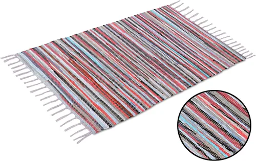 Miniatura 18 de COZY TRENDS Alfombra trenzada a mano, estilo indio, tradicional, colorido, de algodón, Chindi, decoración del hogar, 24 x 36 pulgadas, con flecos