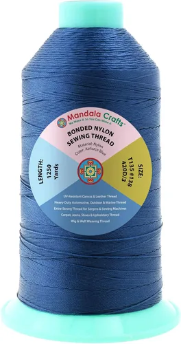 Miniatura 395 de Mandala Crafts - Hilo de nailon para coser cuero, tapicería, mezclilla y para trenzar el pelo; resistente, 1500 yardas, tamaño 69 T70 Marrón